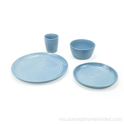 Set Makan Malam Stoneware Warna Glaze - Multi